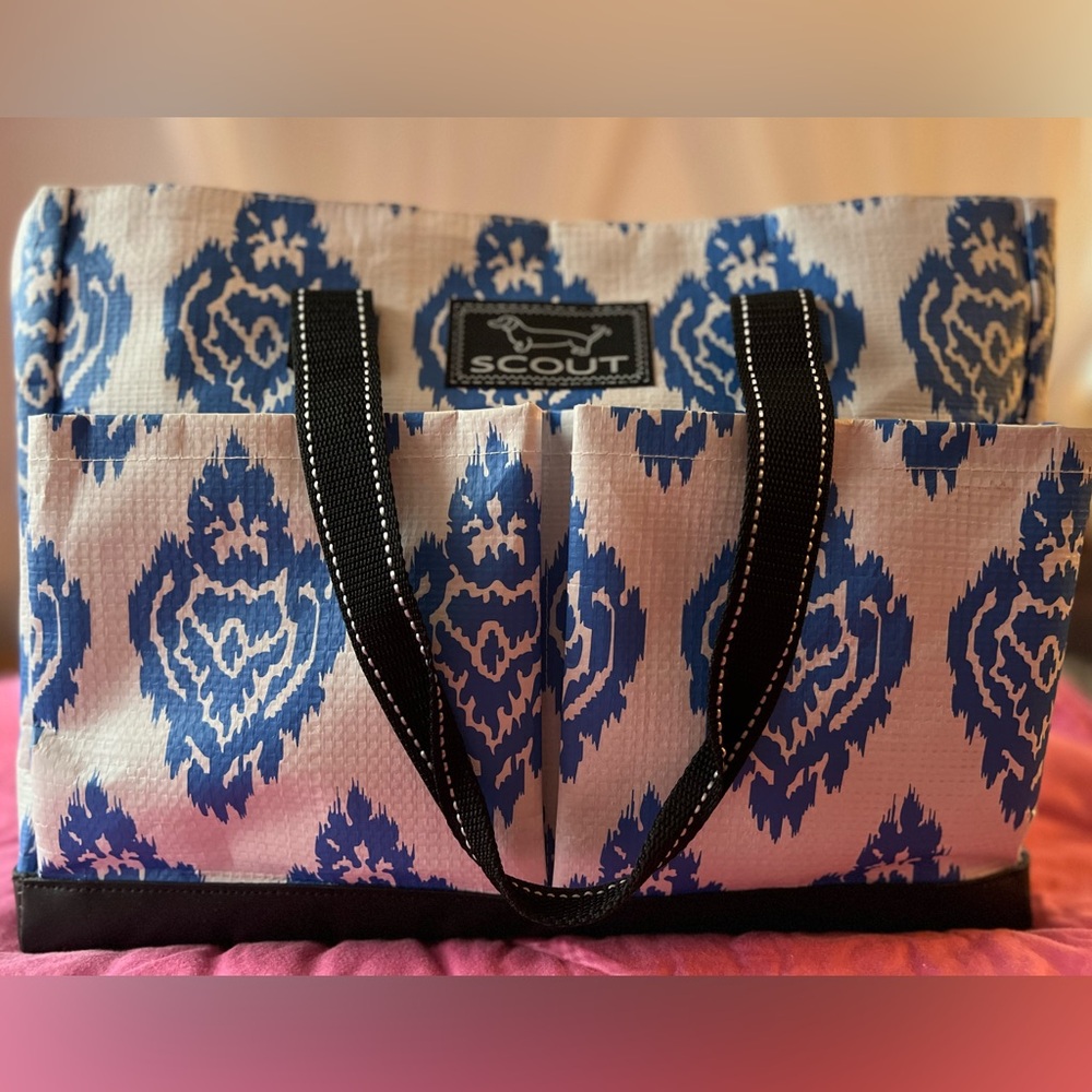 Large Scout Blue and White Patterned Tote